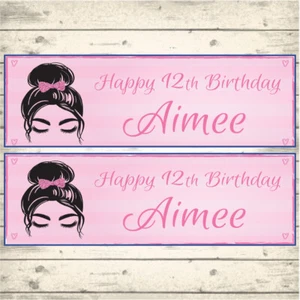2 BANNERS DE CUMPLEAÑOS DE FIESTA DE MAQUILLAJE PERSONALIZADO - Diseño 1 - Imagen 1 de 2