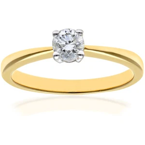 18ct Yellow Gold Engagement Ring 0.33ct Solitaire Certified Diamond by Naava - Picture 1 of 7