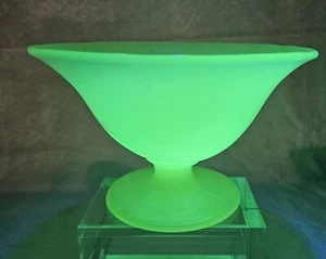 Antique Tiffin Uranium Yellow Footed Compote Dessert Bowl Candy Dish - Picture 1 of 8