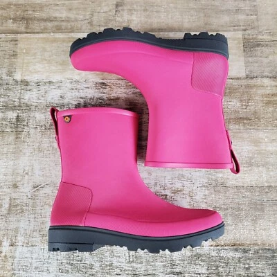 Botas de chuva Bogs Holly Jr Mid infantil tamanho 2 rosa biqueira redonda botas impermeáveis - Imagem 1 de 4