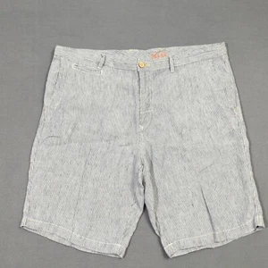Tommy Bahama Shorts Men's 38 Blue Gray Striped Relax Linen Vacation Travel - Picture 1 of 8