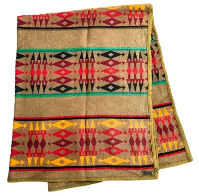 VTG Pendleton ? Beaver State Wool Blanket 68” X 54.5” Southwestern Aztec 20s 30s - Image 1 of 4