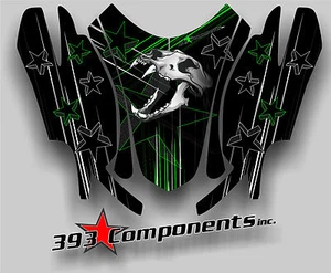 Arctic Cat Firecat Sabercat F5 F6 F7 2003-2006 Graphics Decal Skull Hood Green - Picture 1 of 1