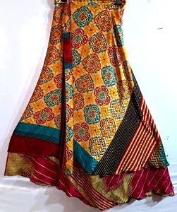 Incredible-art Vintage Silk Sari Magic Wrap Skirt Reversible Double Layer skirt, - Picture 1 of 6