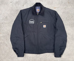 2000's Carhartt Black Detroit Jacket Canvas Blanket Lined Made in USA Omni - Picture 1 of 7