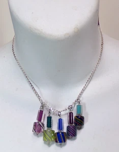 HANDMADE BLOWN GLASS NECKLACE ON 18" SILVER PLATE CHAIN J88CR v41 cl88cr - Picture 1 of 9