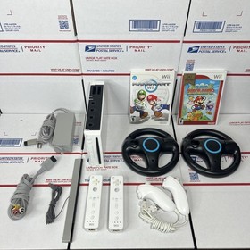 Nintendo Wii Bundle + MARIO KART + PAPER MARIO -+ Wheels - NEXT DAY - WARRANTY
