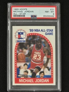 1989 NBA HOOPS BASKETBALL MICHAEL JORDAN ALL STAR #21 CARD BULLS | PSA 8 NM-MT - Picture 1 of 4