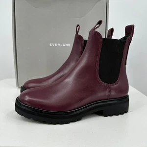 Stivaletto Everlane The Lug Chelsea in pelle bordeaux 8,5 donna suola grossa alla caviglia - Foto 1 di 12