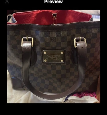 Сумка с короткими ручками Louis Vuitton модель Hampstead PM коричневая холщовая для ремонта или на запчасти - Изображение 1 из 4