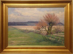 Marius Mikkelsen (1872–1950): Offene Landschaft mit einer Pappel. Datiert 1925 - Picture 1 of 6