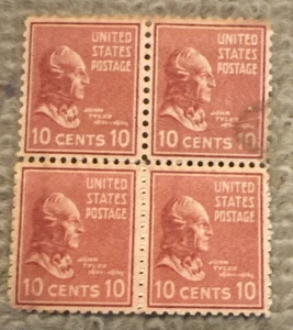 Not Used United State 10 cent 4 Stamps Together. John Taylor 1841 - 1845 Red - Picture 1 of 3