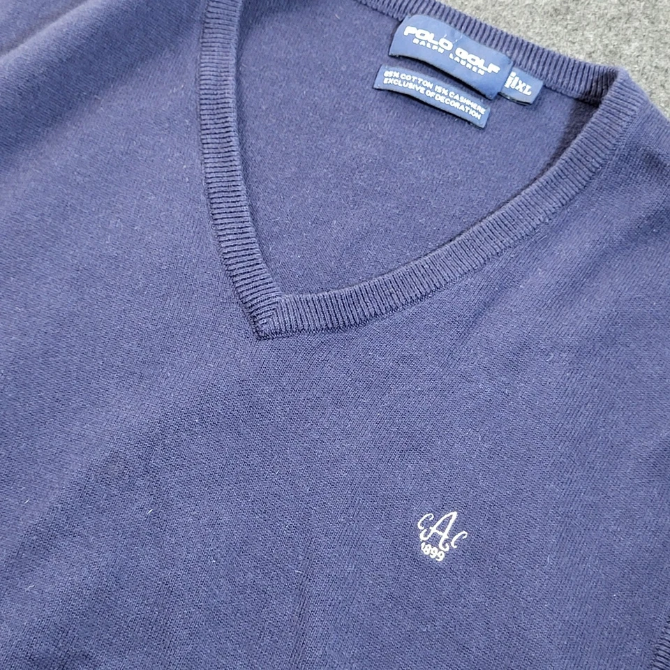 Мужской свитер-жилет Polo Ralph Lauren для гольфа темно-синий логотип Augusta Country Club размер XL  - Изображение 1 из 4