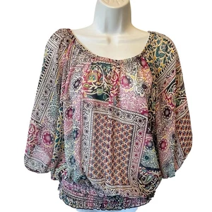 Blusa Campesina Boho Torrid 0X Semi Transparente Cintura Calada Fuera del Hombro Top - Imagen 1 de 10