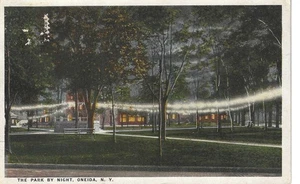 The Park by Night, Onieda, NY 1917 card with Oneida, NY straight line cancel - Picture 1 of 2