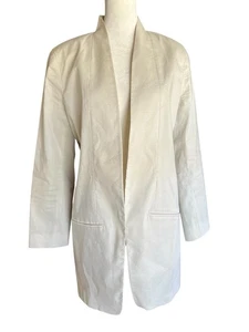 EILEEN FISHER Cream Open-Front Longline Coat  Jacket Sz 10 Minimalist Italian - Picture 1 of 11