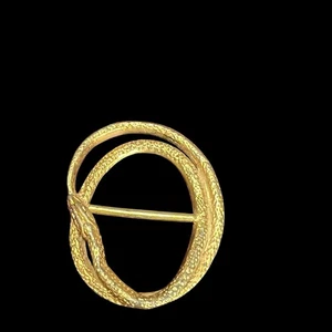 Large Goldtone Metal Snake Serpent Scarf Belt Buckle Pin Brooch Vintage - Picture 1 of 11