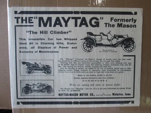 THE MAYTAG MASON MOTOR CO. VINTAGE POSTER REPRINT HILL CLIMBER CNG3461 - Picture 1 of 5