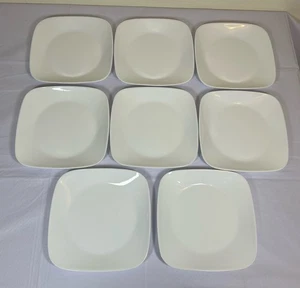 Set of 8 Corelle Pure White Square Lunch Plates 9" by Corning Vitrelle Glass - Picture 1 of 10