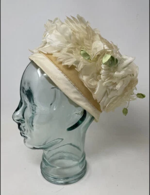 Medio sombrero floral marfil vintage años 50 bandeau flor gorra fascinador, talla única Foto 1 de 4