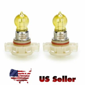 Pair - H16/5202, 35W,12V, Yellow Headlight High/Low Beam Fog Light Halogen Bulbs - Picture 1 of 2