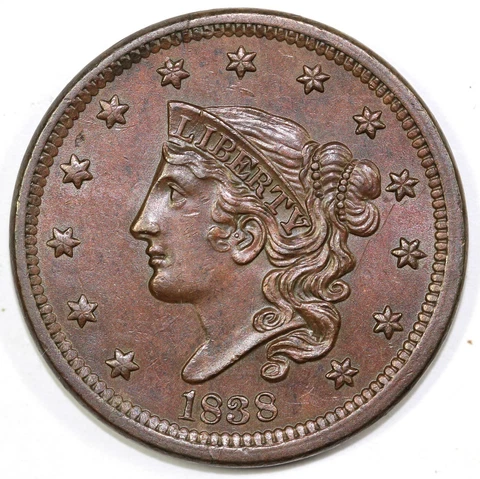 1838 1c N-6 Matron Head Large Cent Cover