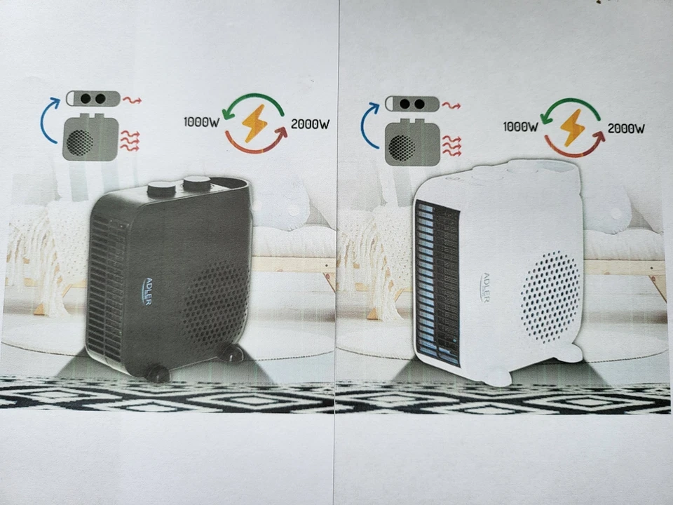 ADLER SALE !! Heizlüfter 3 Stufen kalt/1000/2000 Watt liegend und stehend verwendbar