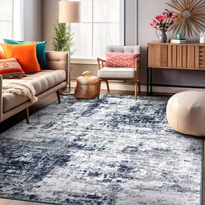 Rugshop Rugs for Living Room 8x10 Distressed Abstract Blue Rug Large Modern Rugs - Picture 1 of 9