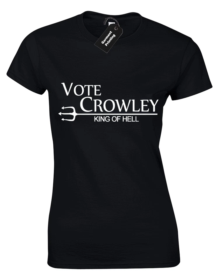 FRUIT OF THE LOOM / GILDAN VOTE CROWLEY LADIES T-SHIRT SUPERNATURAL FAN DESIGN WINCHESTER SAM DEAN BROTHERS