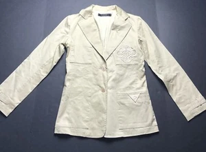 JOE'S JEANS Jean Jacket Khaki Tan Sexy Embroidered Rain Pea Coat Size S/M N8 - Picture 1 of 7