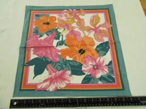 JIM THOMPSON TROPICAL FLORAL Bolsillo Cuadrado Algodón Servilleta Bufanda Hanky 16" - Imagen 1 de 3