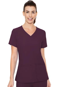 Med Couture MC Insight Women Scrubs Side Pocket Top MC2468 WINE Wine Free Ship - Picture 1 of 3