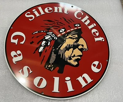 Indian Chief Gasoline Heavy Steel Sign Vintage Metal Style Motor Oil  Gas Pump - Image 1 of 4