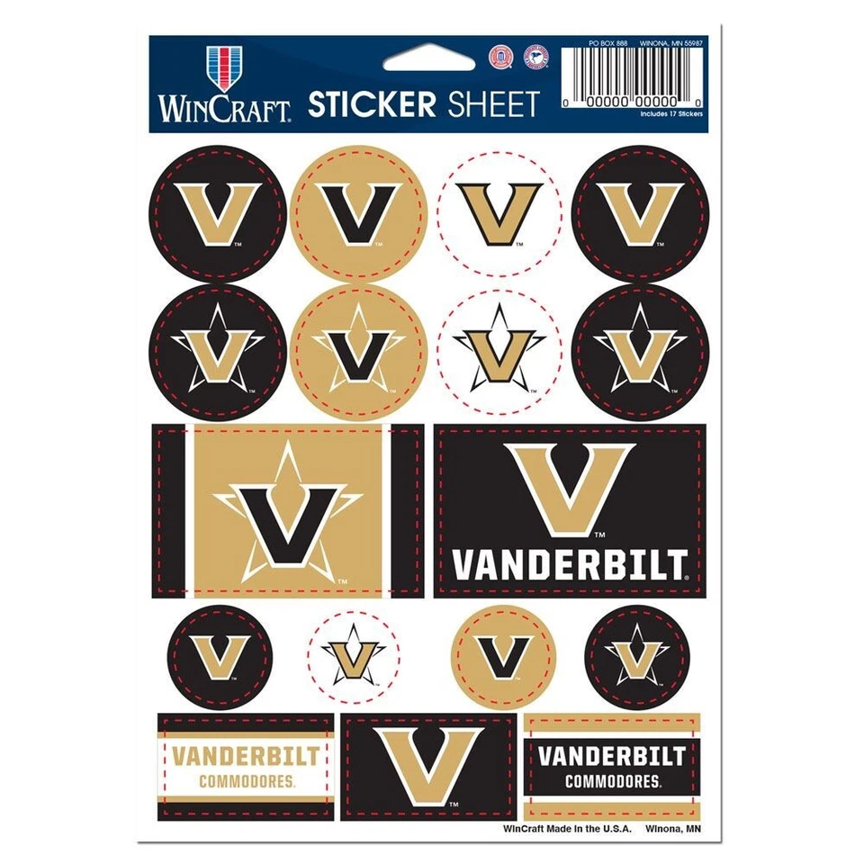 Vanderbilt Commodores Vinyl Die-Cut Sticker Set / Decal Sheet *Free Shipping - Image 1 of 1