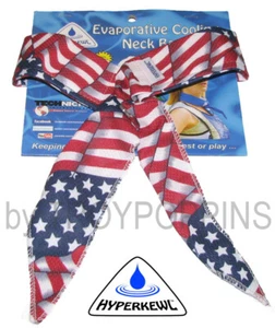 1-HYPERKEWL 6519-RWB COOLING EVAPORATIVE NECK BAND/TIE WORK HOT SUN SAFETY USA - Picture 1 of 7