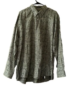Jhane Barnes Men's XL Long Sleeve Button Front Sage Green Gray Geometric Shirt - Picture 1 of 9