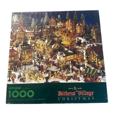 Springbok by Hallmark " A Dickens' Village Christmas" 1000 Piece Puzzle Complete - Image 1 of 4
