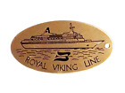 Royal Viking Line Solid Brass Key Fob Tag  Cruise Liner Ship Souvenir Fort 1987