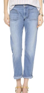 Pantalón de jean recortado de medusas hecho en Italia talla 28 - Imagen 1 de 8