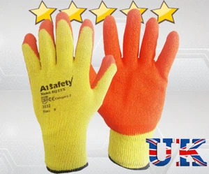 24 Paar latexbeschichtete orange Gummi Arbeitshandschuhe Bauherren Gartenarbeit Sicherheitsgriff - Bild 1 von 5