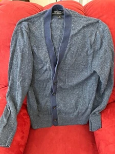 Suéter Banana Republic con Lino Italiano, Azul 100% Lino Cuello en V, Talla Pequeño - Imagen 1 de 6