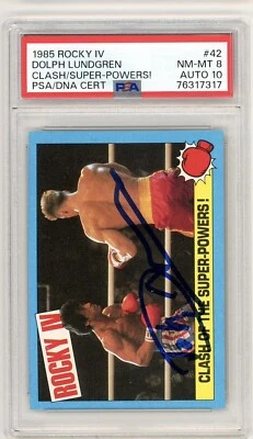 Dolph Lundgren Signed Ivan Drago 1985 Topps Rocky IV  #42 Card PSA 8/10 AUTO - Image 1 of 2
