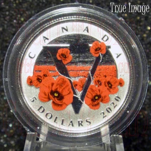 2020 Remembrance Day - 75th Anniversary End of WWII - $5 Pure Silver Coin Canada - Picture 1 of 6