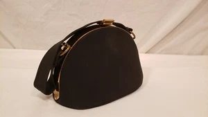 Vintage Hard Shell Black Handbag, Clamshell Style (?), Snap Shut Closure, No Tag - Picture 1 of 17