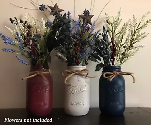 Hand Painted Distressed Ball Mason Jar Farmhouse - Choice of 3 sizes & 10 colors - Picture 1 of 8