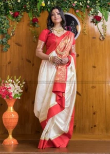 Bollywood South Indian Saree Blouse Bridal Banarasi Silk Sari Party Wedding New - Picture 1 of 10