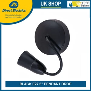 Lámpara colgante de techo T2 de 6" negro ES E27 - opción de anillo de sombra - LG9492 LGA - Imagen 1 de 8
