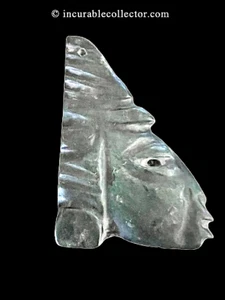 Seltene präkolumbianische Jade Maske 4 x 2,5 Zoll - Bild 1 von 13