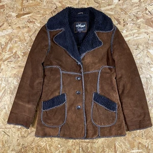 Vintage Y2K Maxima Wilsons Leather Brown Fleece Lined Suede Jacket Womens Size L - Picture 1 of 11