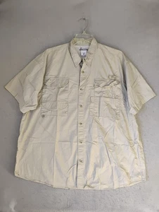 Camisa Columbia Para Hombres 2XL XXL Marrón Ventilada Manga Corta Sólida PFG Abotonada - Imagen 1 de 10
